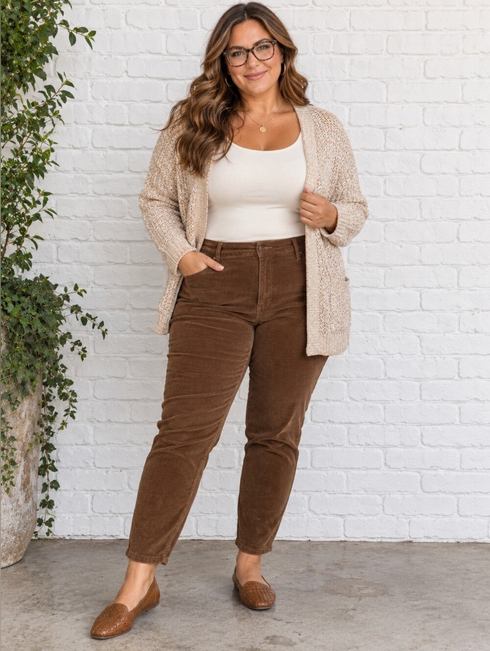 Old Navy Plus Size 24: Corduroy Skinny Leg Ankle Pants in Brown